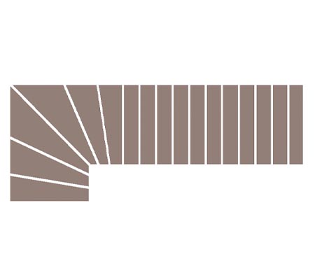 Illustration einer Treppe in L-Form Draufsicht
