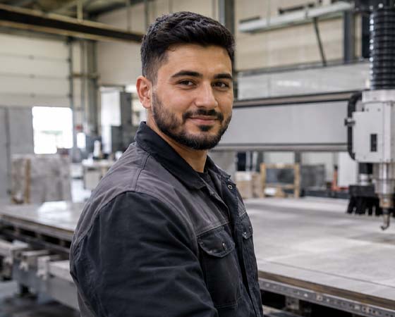 cnc-maschinenbediener-mann-produktion-mitarbeiter CNC-Maschinenbediener in Produktionshalle