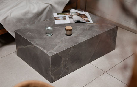 Wohnzimmertisch Cube aus Keramik Marmo Bosco