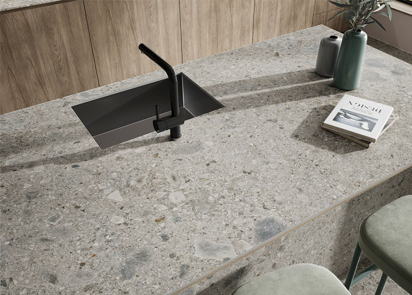 Küchenarbeitsplatte aus Keramik pureto Ceppo Grigio