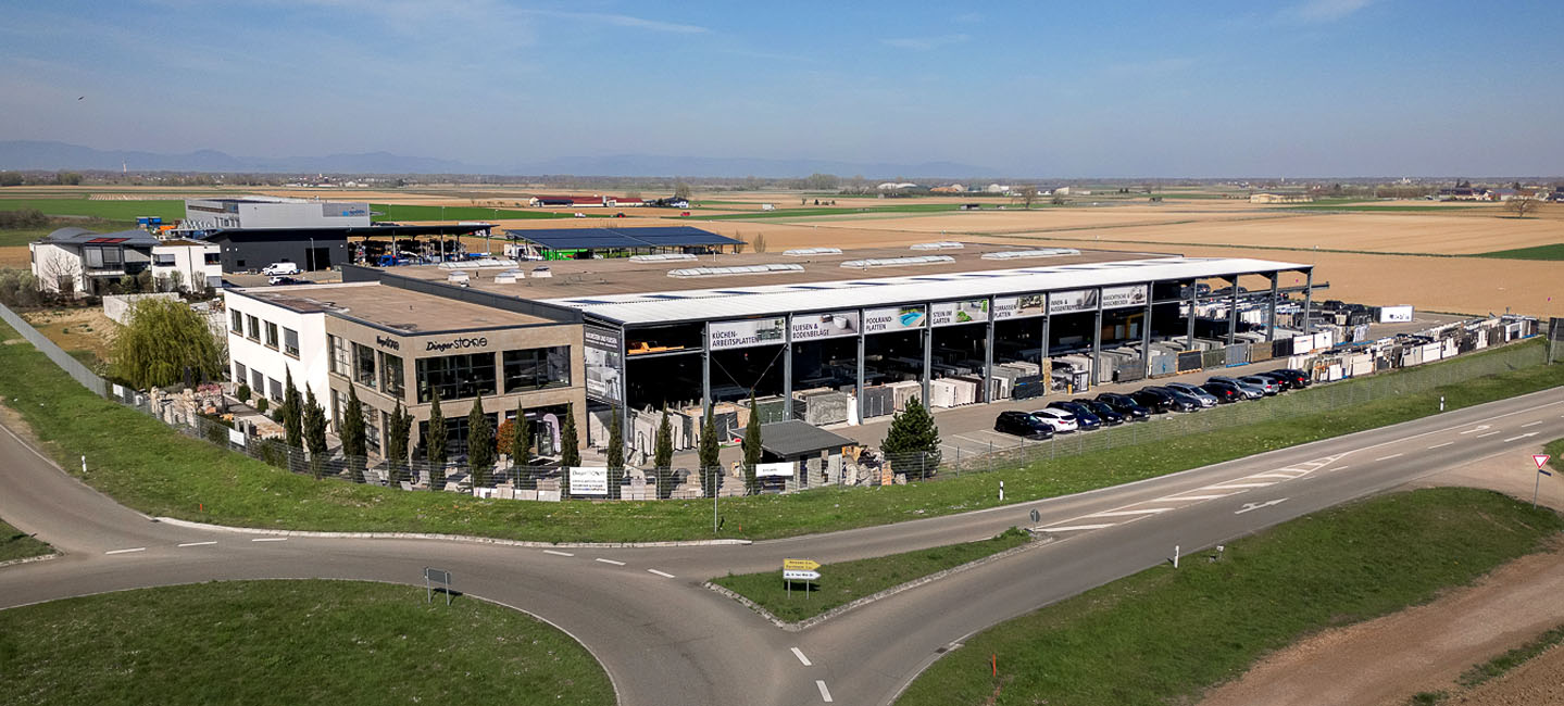 Unternehmensstandort von Dinger Stone in Endingen am Kaiserstuhl als Luftaufnahme