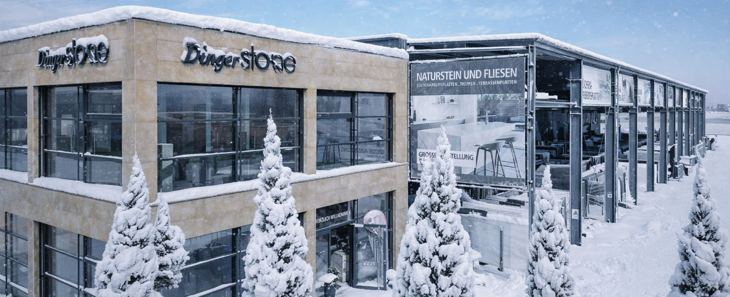 dingerstone-gebaeude-schnee-winter Verschneites Dinger Stone Gebäude