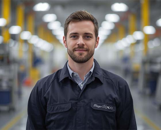 mann-mitarbeiter-qualitaetssicherung-qualitaetsmanagement-produktionshalle-fertigung Männlicher Mitarbeiter aus der Qualitätssicherung in Produktionshalle (unscharf)