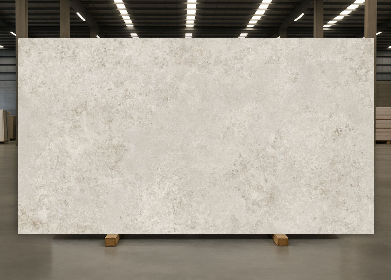 Rohtafel von Keramik pureto Jura Grey in Produktionshalle