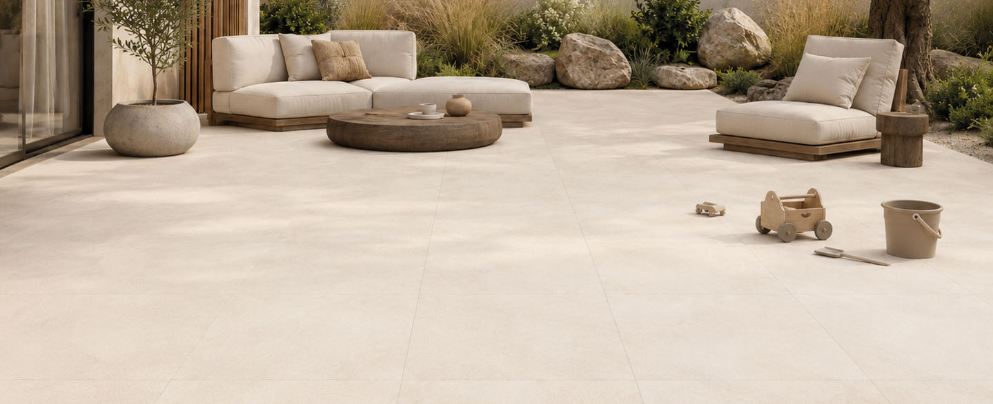 Terrassenboden mit outdoor ceramic Alpine Beige