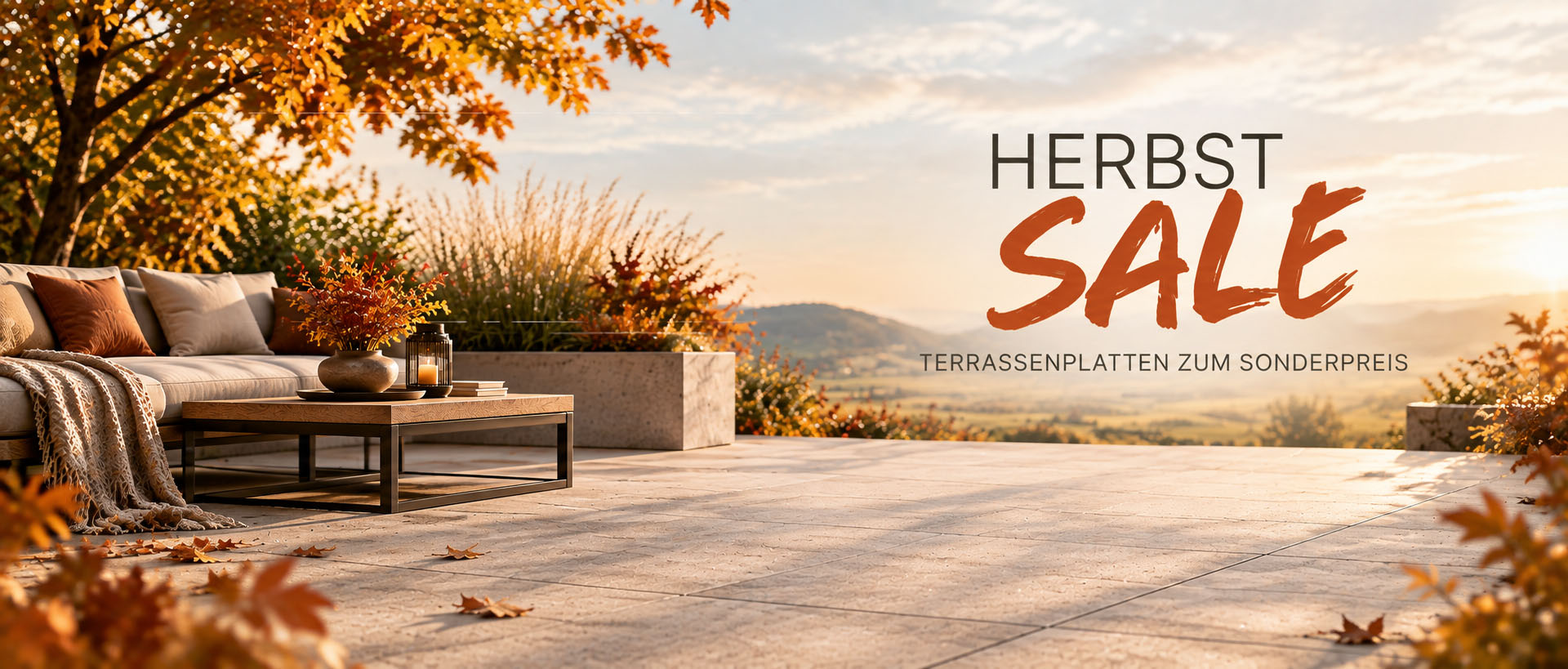 günstige Terrassenplatten zum Herbstbeginn bei Dinger Stone